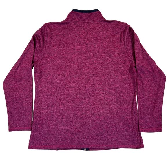 Karen Scott Full Zip Mock Neck Jacket Women's L Fuschia Pink Navy Trim Activewea - Picture 2 of 9